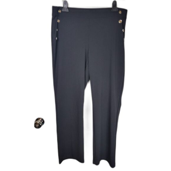 89th and Madison Black Button Detail Trouser Pants - Picture 1 of 3